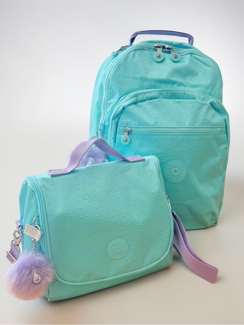 KIPLING Laptop Backpack & Kichirou Insulated Lunch Bag Funky Stars Embos